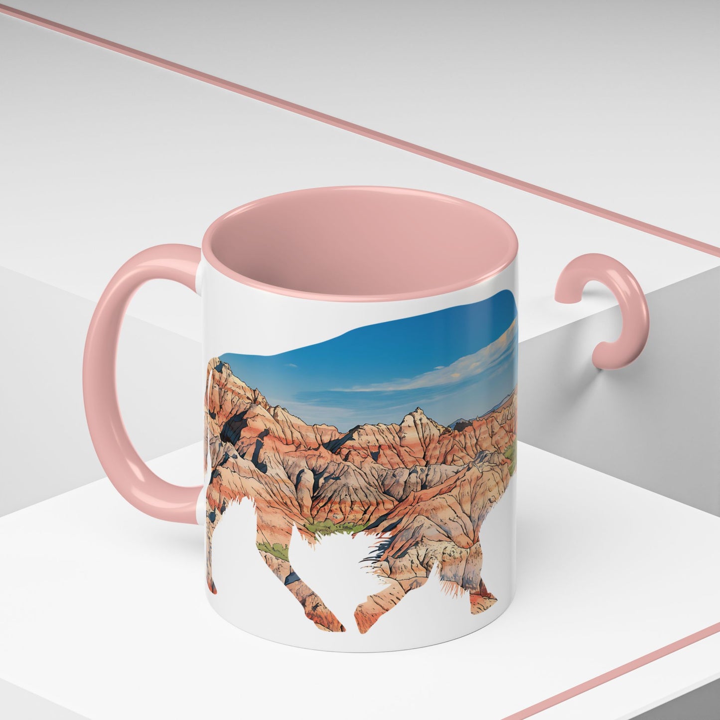 Badlands National Park Accent Coffee Mug 11oz 15oz South Dakota Buffalo Blue Black Pink Red Outdoor Inspired Printify