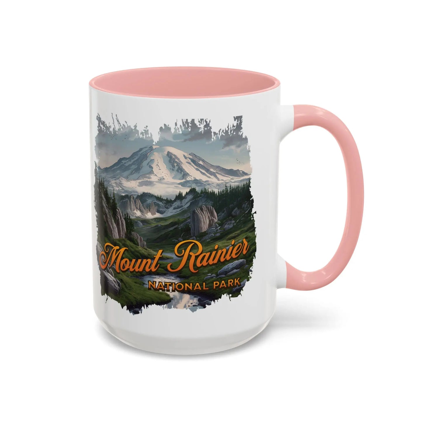 Mount Rainier National Park Accent Coffee Mug 11oz 15oz Blue Black Pink Red Outdoor Inspired Ceramic Mug - Park Service Apparel