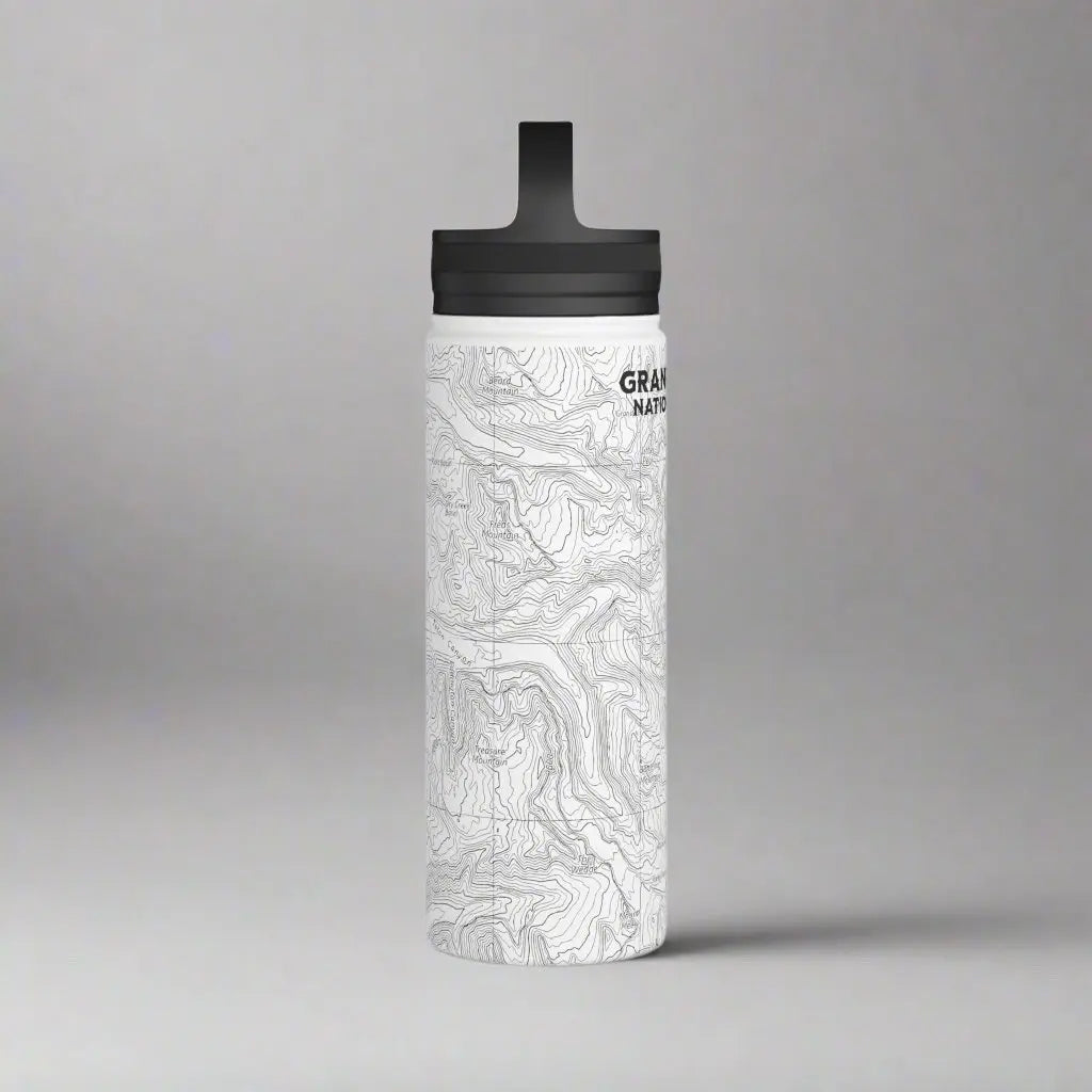 Grand Teton National Park Topographic Stainless Steel Water Bottle Handle Lid - Park Service Apparel