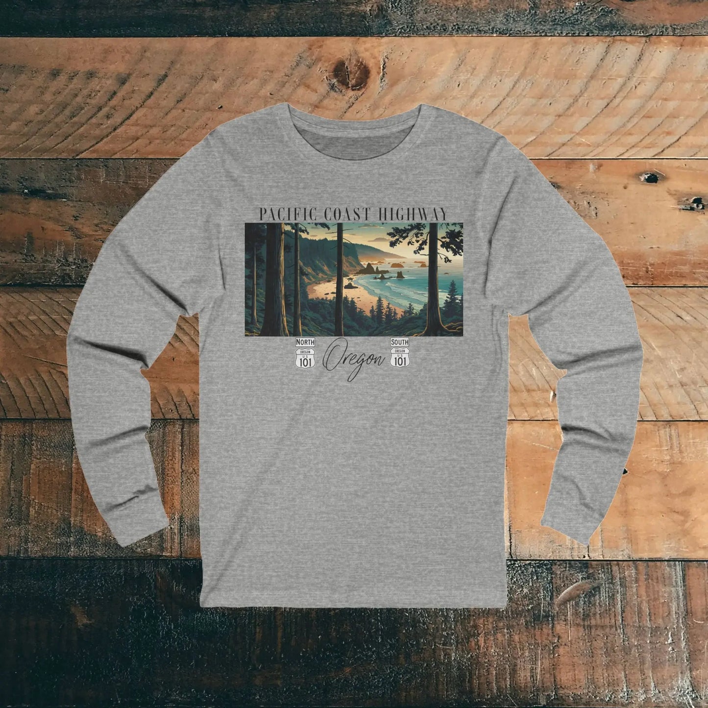 Pacific Coast Highway Oregon Shore Unisex Fit Long Sleeve T-shirt Highway 101 - Park Service Apparel