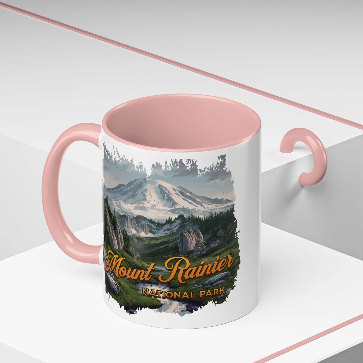 Mount Rainier National Park Accent Coffee Mug 11oz 15oz Blue Black Pink Red Outdoor Inspired Ceramic Mug - Park Service Apparel