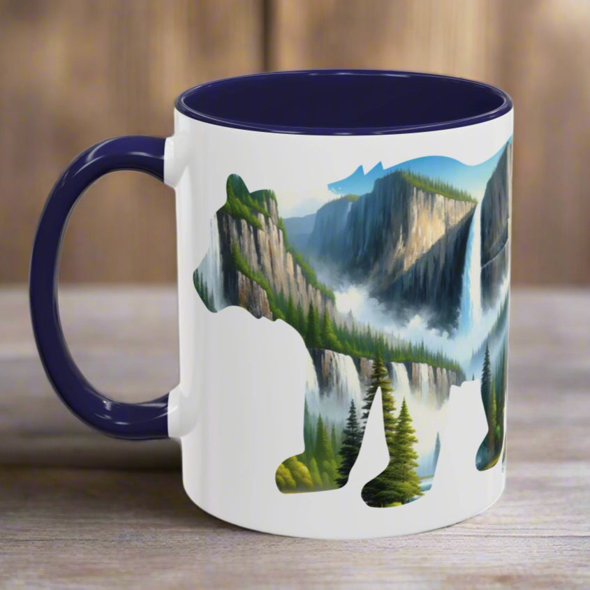 Yosemite National Park Colored Coffee Mug 11oz 15oz Waterfall Bear Printify