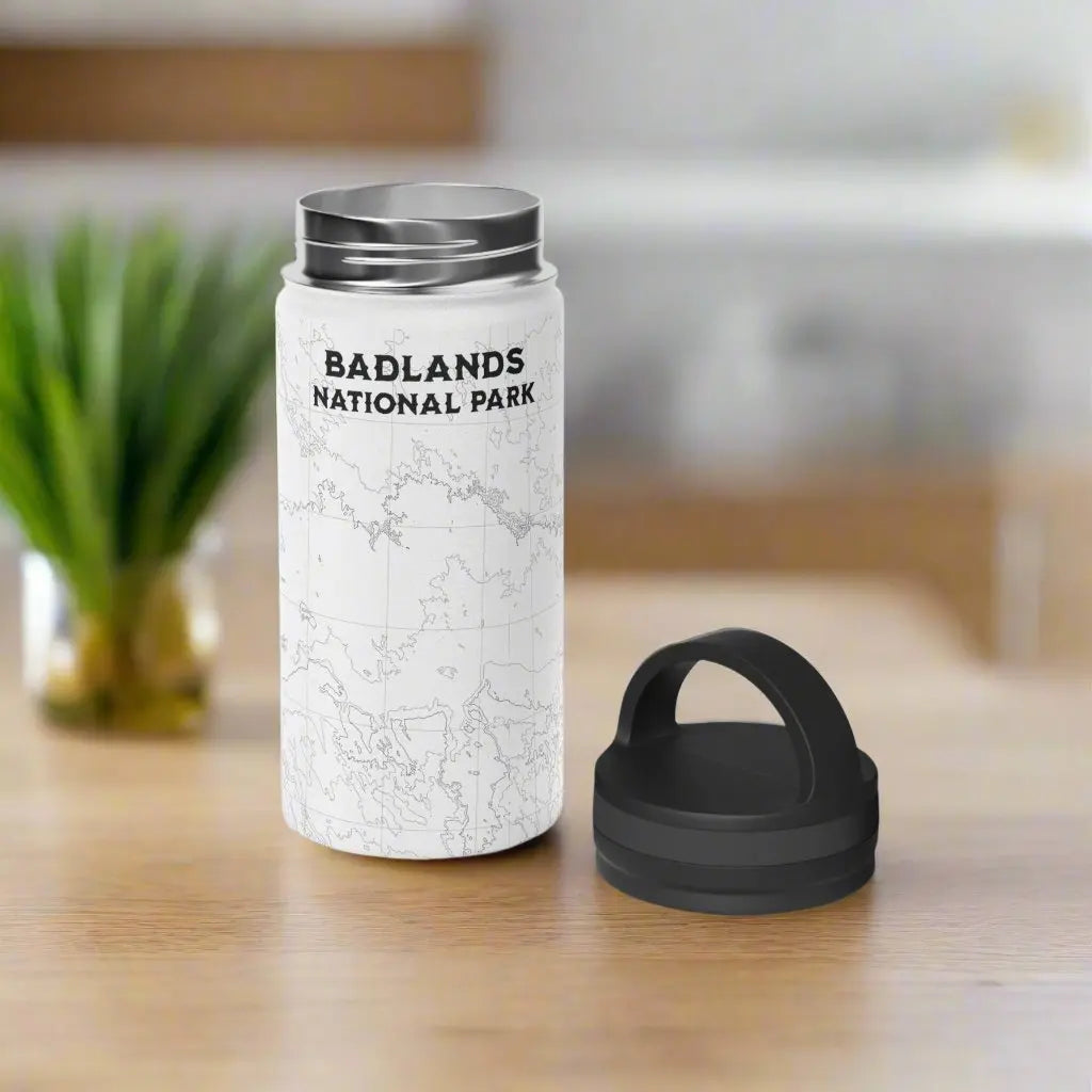 Badlands National Park Topographic Stainless Steel Water Bottle Handle Lid South Dakota - Park Service Apparel