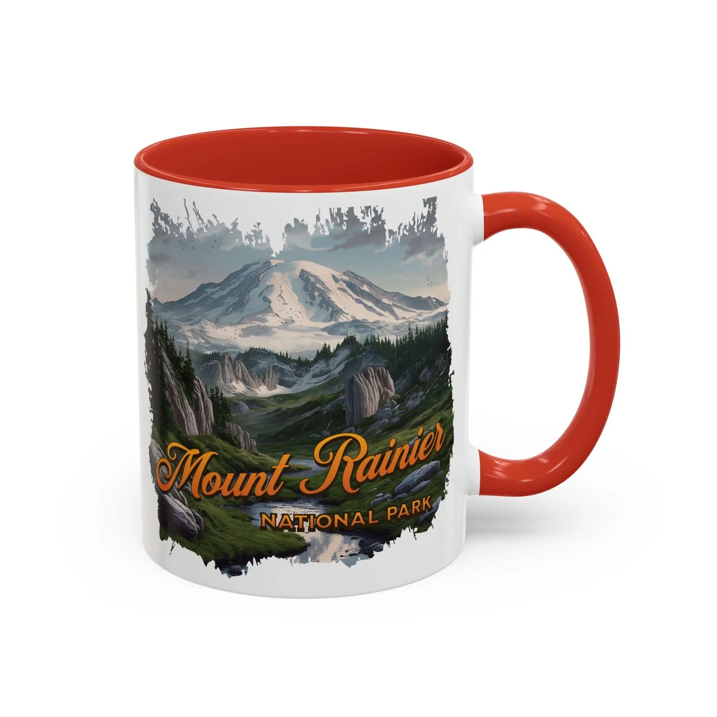 Mount Rainier National Park Accent Coffee Mug 11oz 15oz Blue Black Pink Red Outdoor Inspired Ceramic Mug - Park Service Apparel