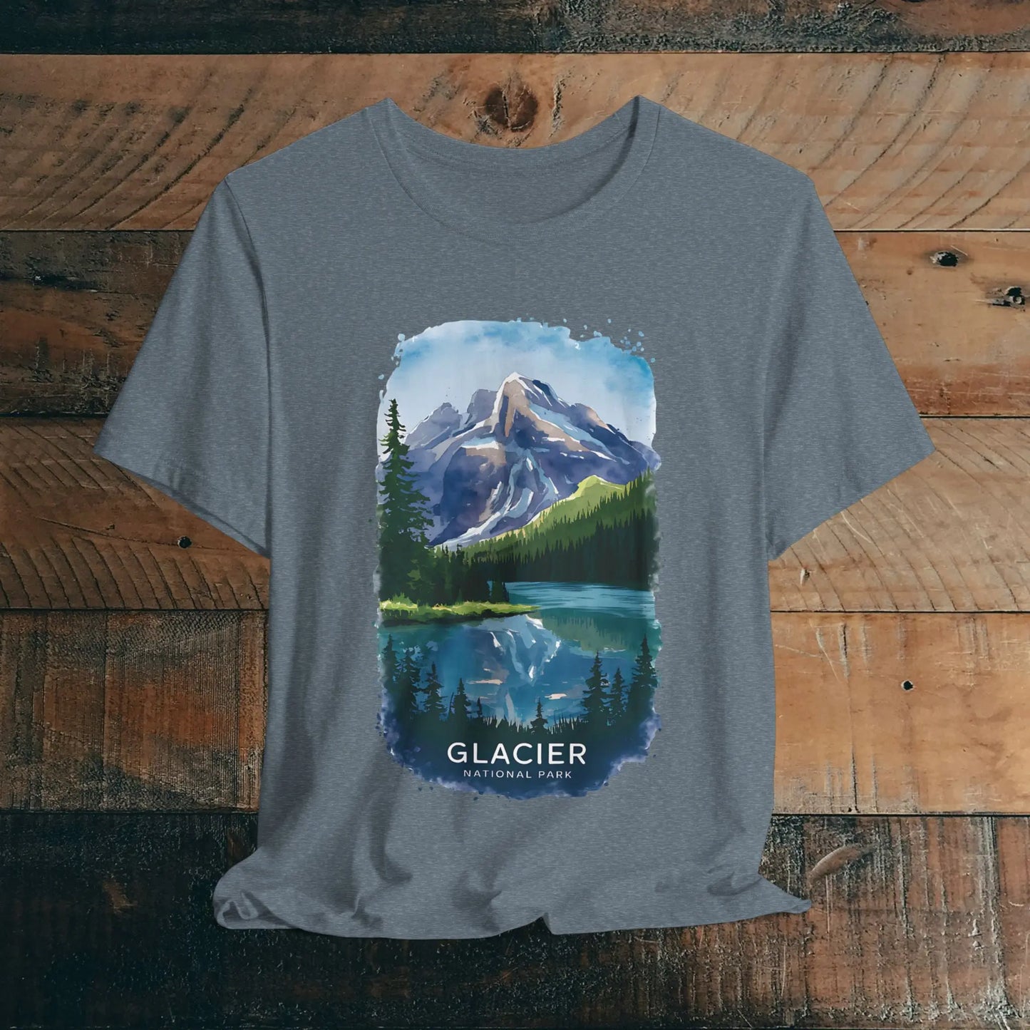 Glacier National Park Unisex Fit Soft T-Shirt Watercolor Style - Park Service Apparel