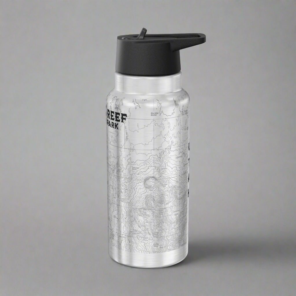 Capitol Reef National Park Topographic Insulated Water Bottle Tumbler 32oz Real USGS Topo Map