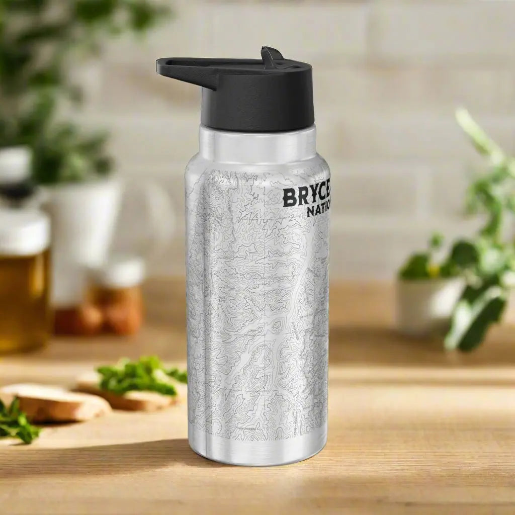 Bryce Canyon National Park Topographic Insulated Water Bottle Tumbler 32oz USGS Map Print - Park Service Apparel
