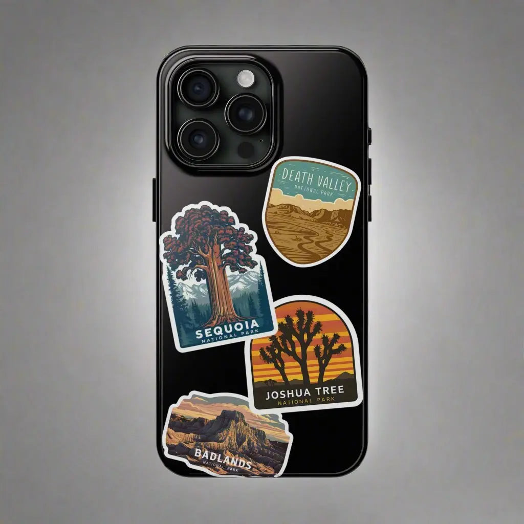 Custom National Park Sticker Style Printed Phone Case Personalize Your Phone Protector (iPhone 7-15) (Galaxy 21-24) - Park Service Apparel