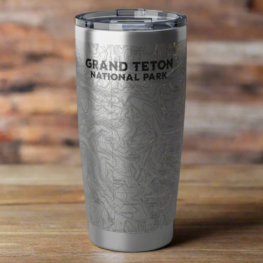 Grand Teton National Park Topographic Tumbler 20oz USGS Map Print - Park Service Apparel