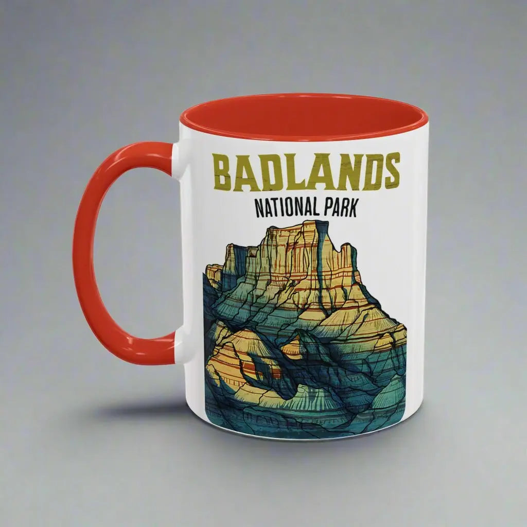 Badlands National Park Accent Coffee Mug 11oz 15oz Blue Black Pink Red Outdoor Inspired Ceramic Mug - Park Service Apparel