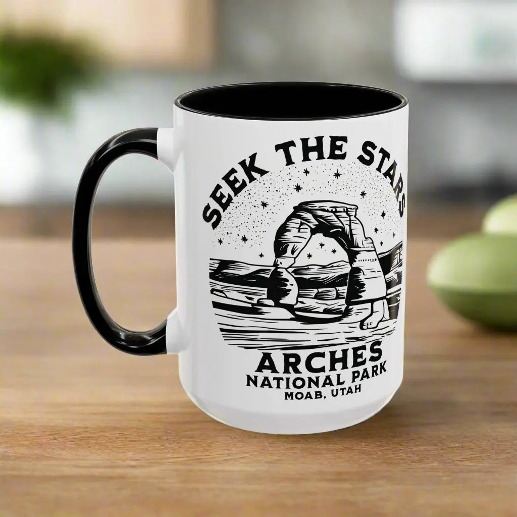 Arches National Park Coffee Mug 11oz 15oz Seek The Stars Blue Black Pink Red - Park Service Apparel