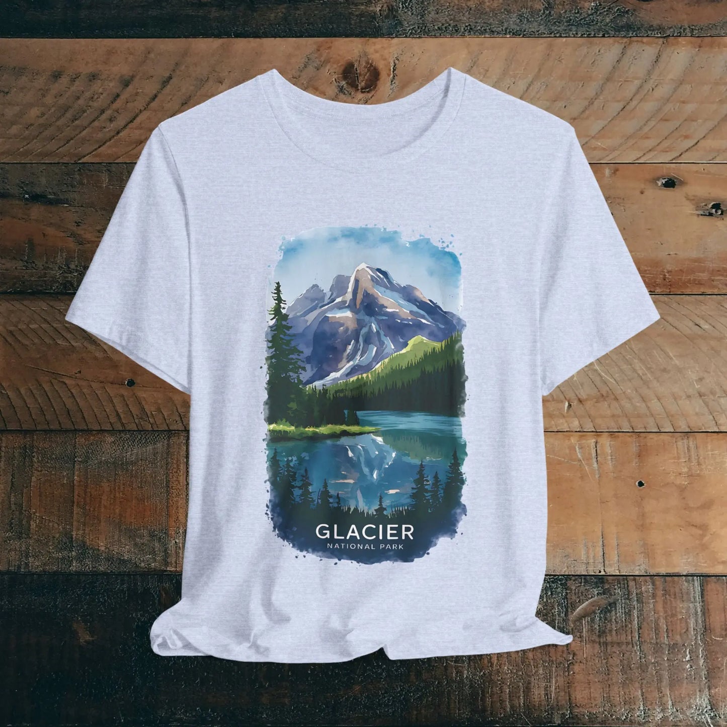 Glacier National Park Unisex Fit Soft T-Shirt Watercolor Style - Park Service Apparel