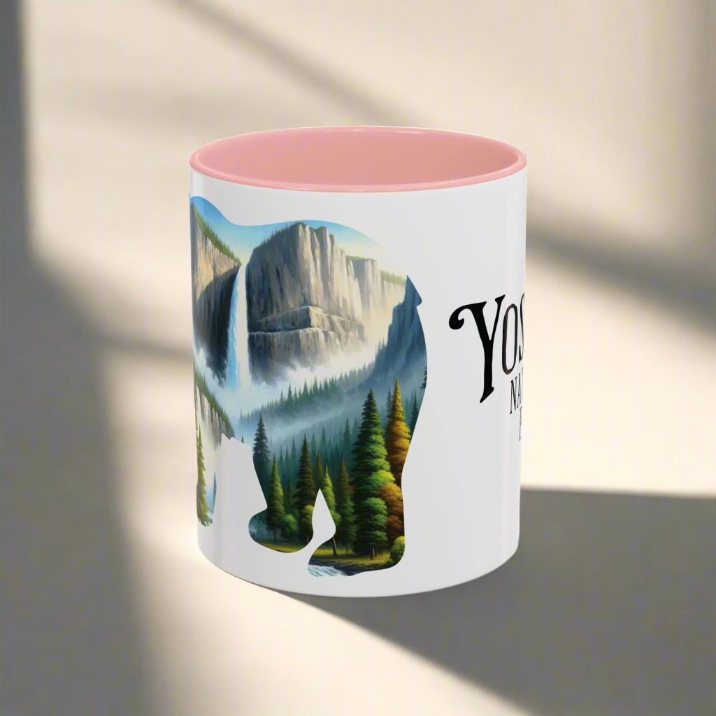 Yosemite National Park Colored Coffee Mug 11oz 15oz Waterfall Bear Printify