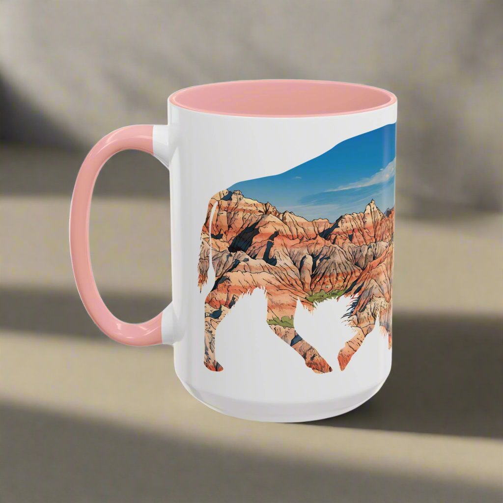Badlands National Park Accent Coffee Mug 11oz 15oz South Dakota Buffalo Blue Black Pink Red Outdoor Inspired Printify
