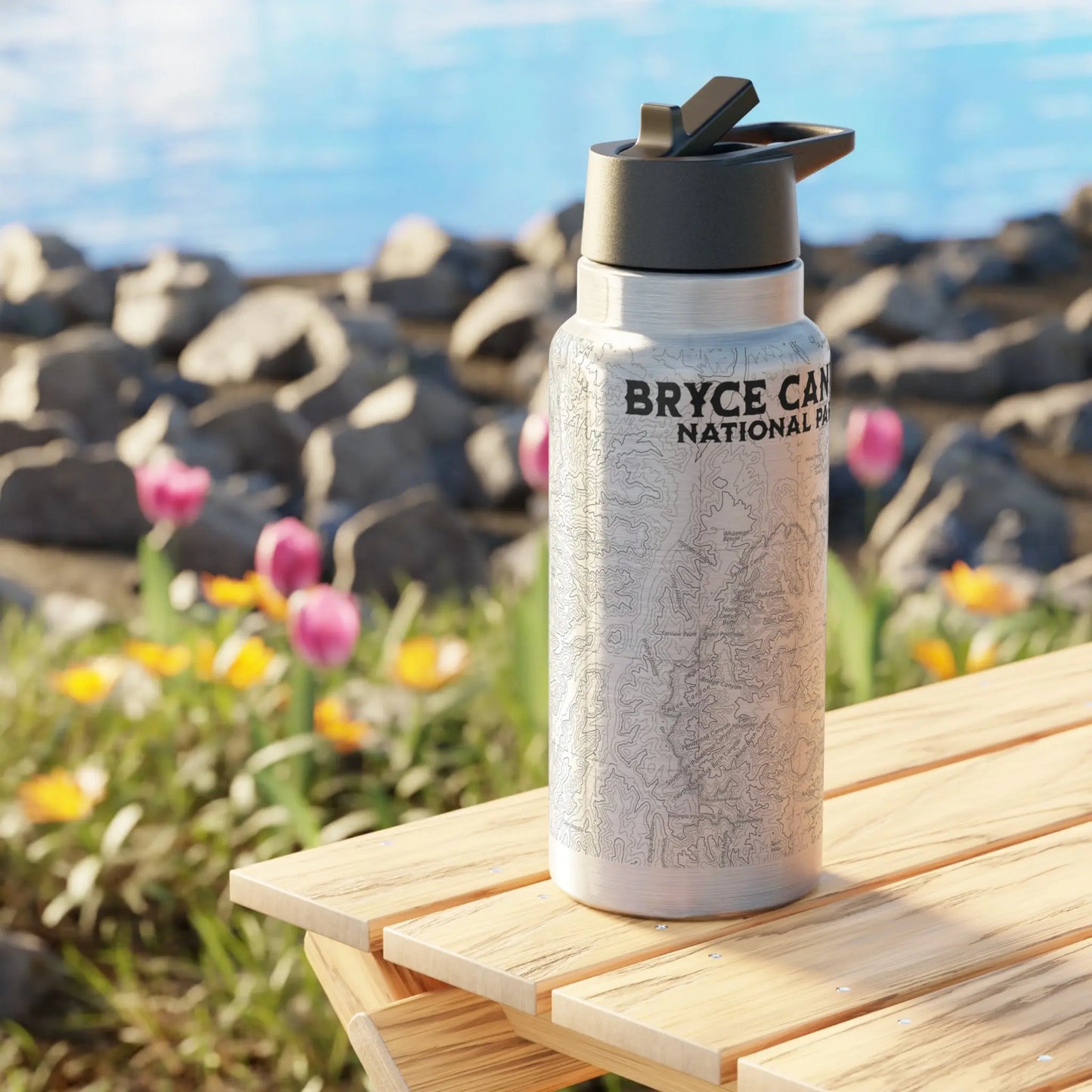 Bryce Canyon National Park Topographic Insulated Water Bottle Tumbler 32oz USGS Map Print - Park Service Apparel