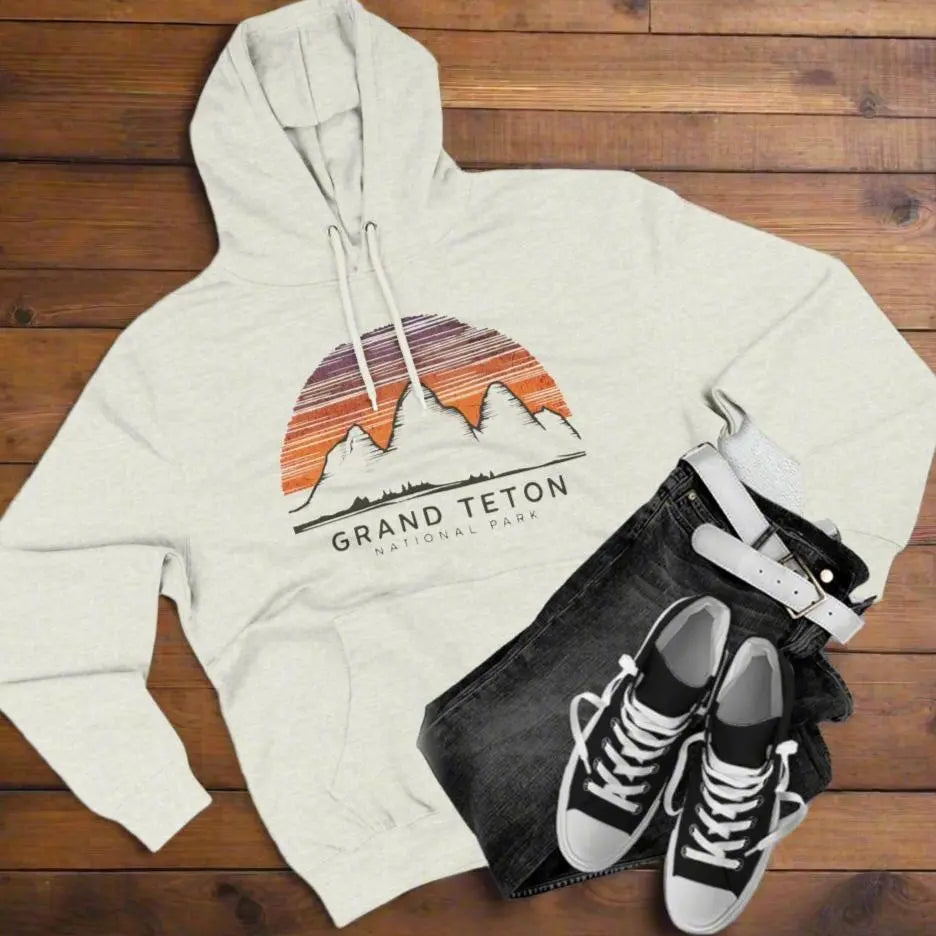 Grand Teton National Park Unisex Fit Fleece Hoodie Colorful Skyline - Park Service Apparel