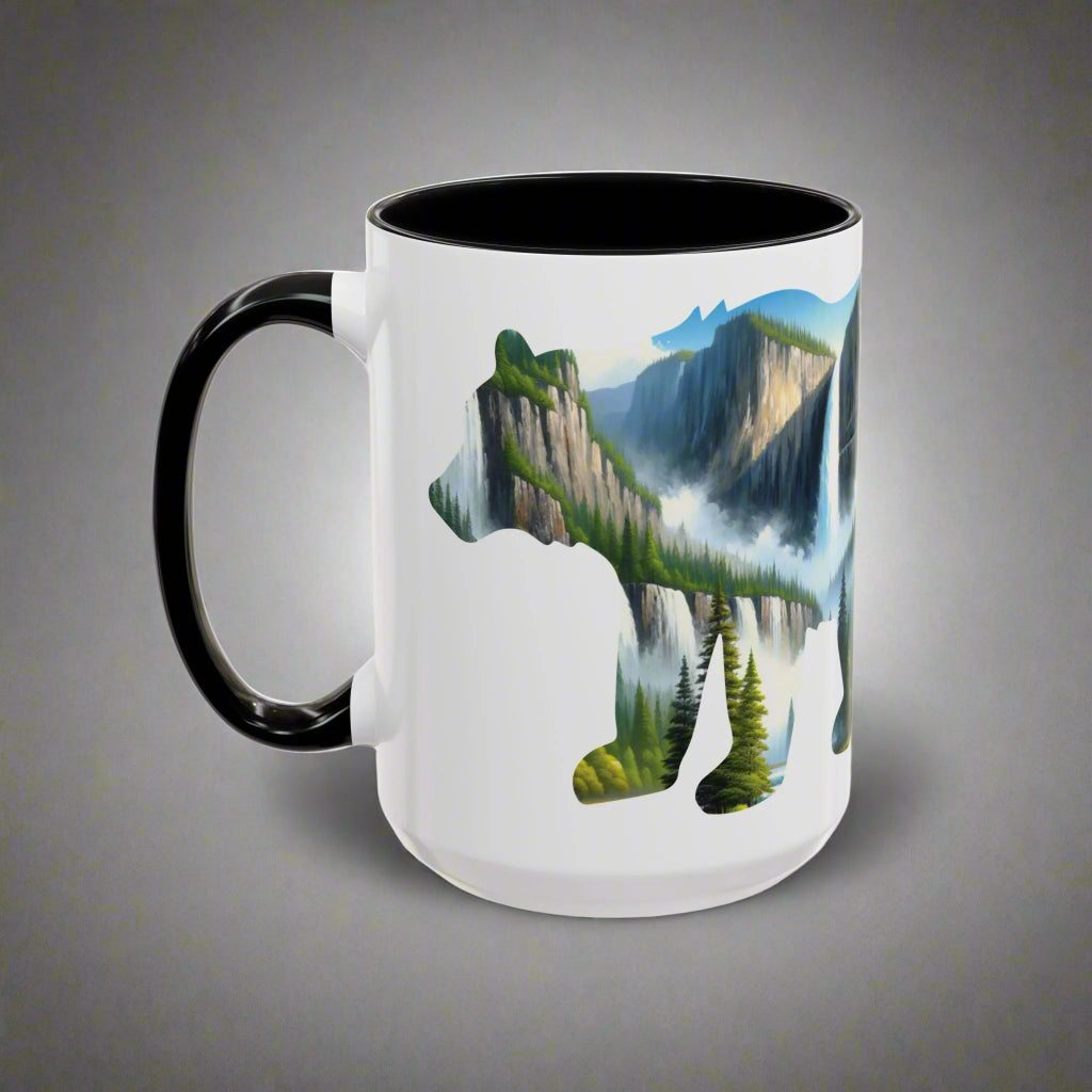 Yosemite National Park Colored Coffee Mug 11oz 15oz Waterfall Bear Printify