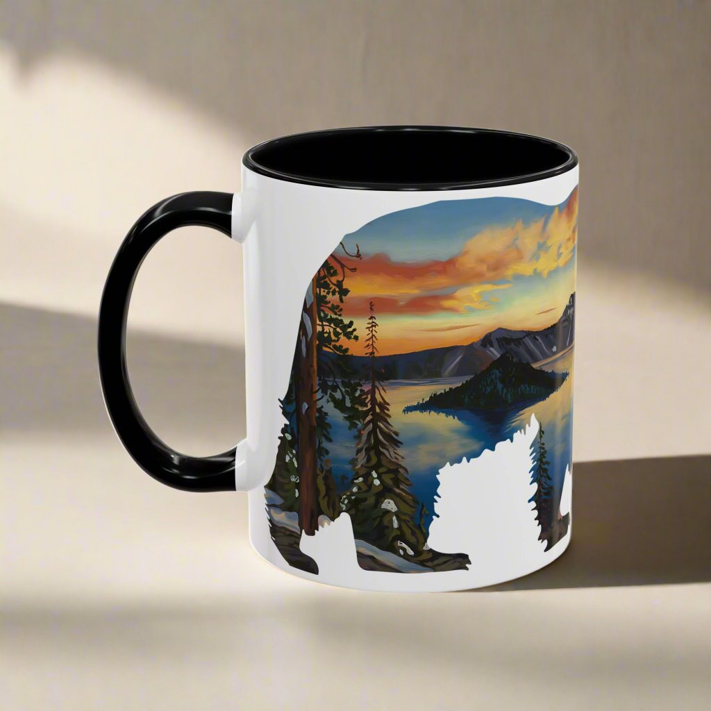 Crater Lake Accent Coffee Mug 11oz 15oz National Park Oregon Blue Black Pink Red Outdoor Inspired Printify