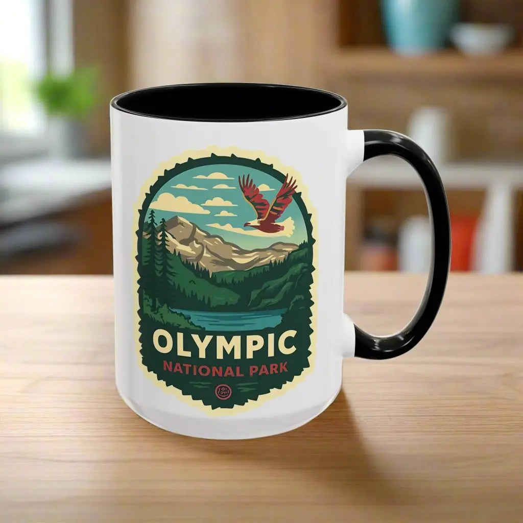 Glacier National Park Accent Coffee Mug 11oz 15oz Eagle Fly Over Blue Black Pink Red Outdoor Inspired Ceramic Mug - Park Service Apparel