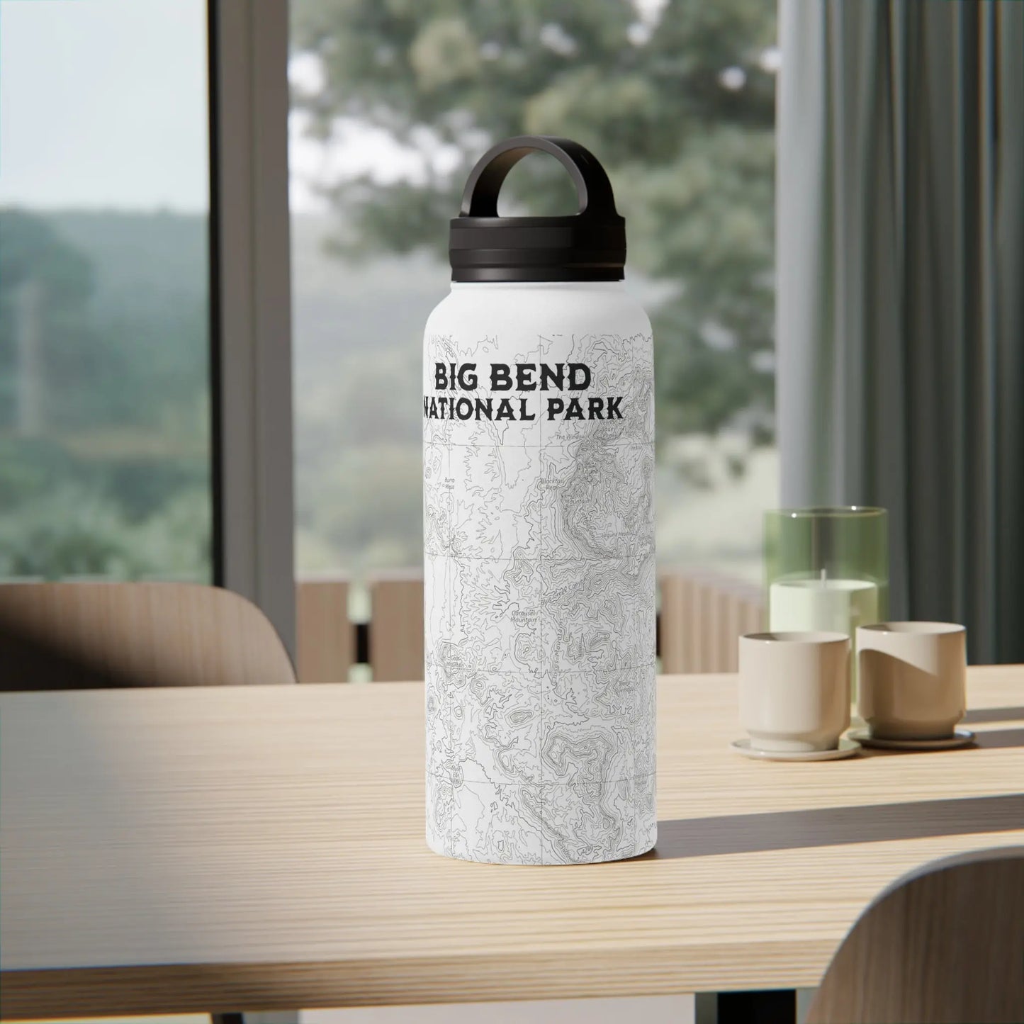 Big Bend National Park Topographic Stainless Steel Water Bottle Handle Lid Texas - Park Service Apparel