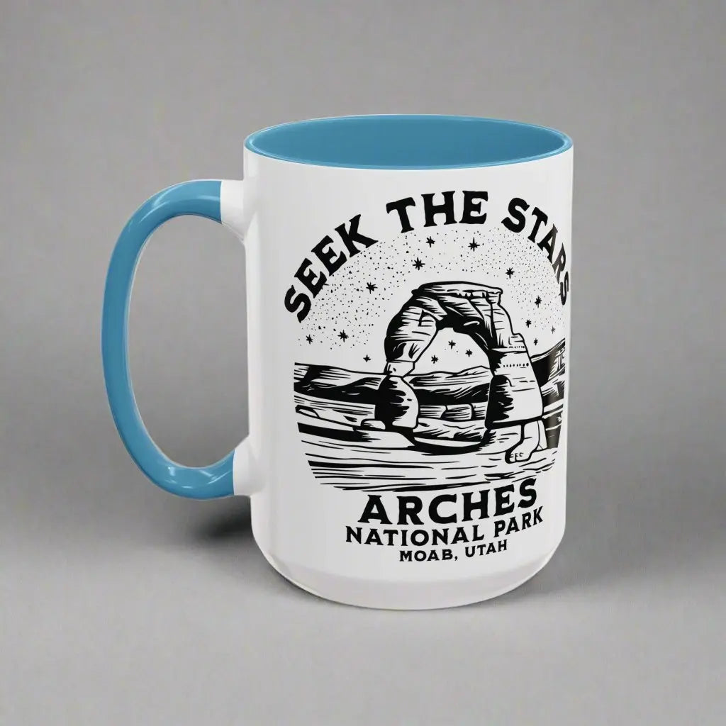 Arches National Park Coffee Mug 11oz 15oz Seek The Stars Blue Black Pink Red - Park Service Apparel