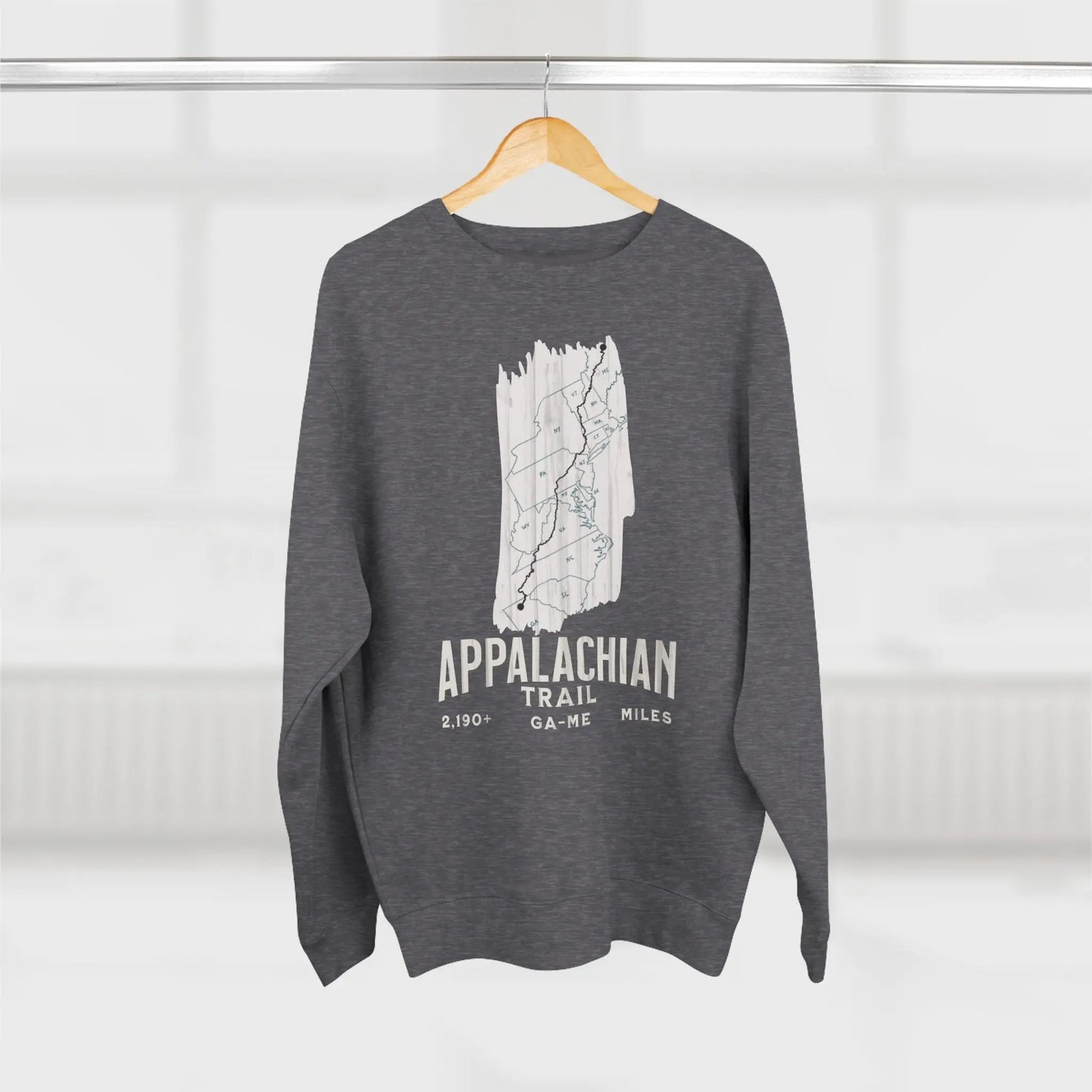 Appalachian National Scenic Trail Unisex Fit Crewneck Sweatshirt White Blaze Map - Park Service Apparel