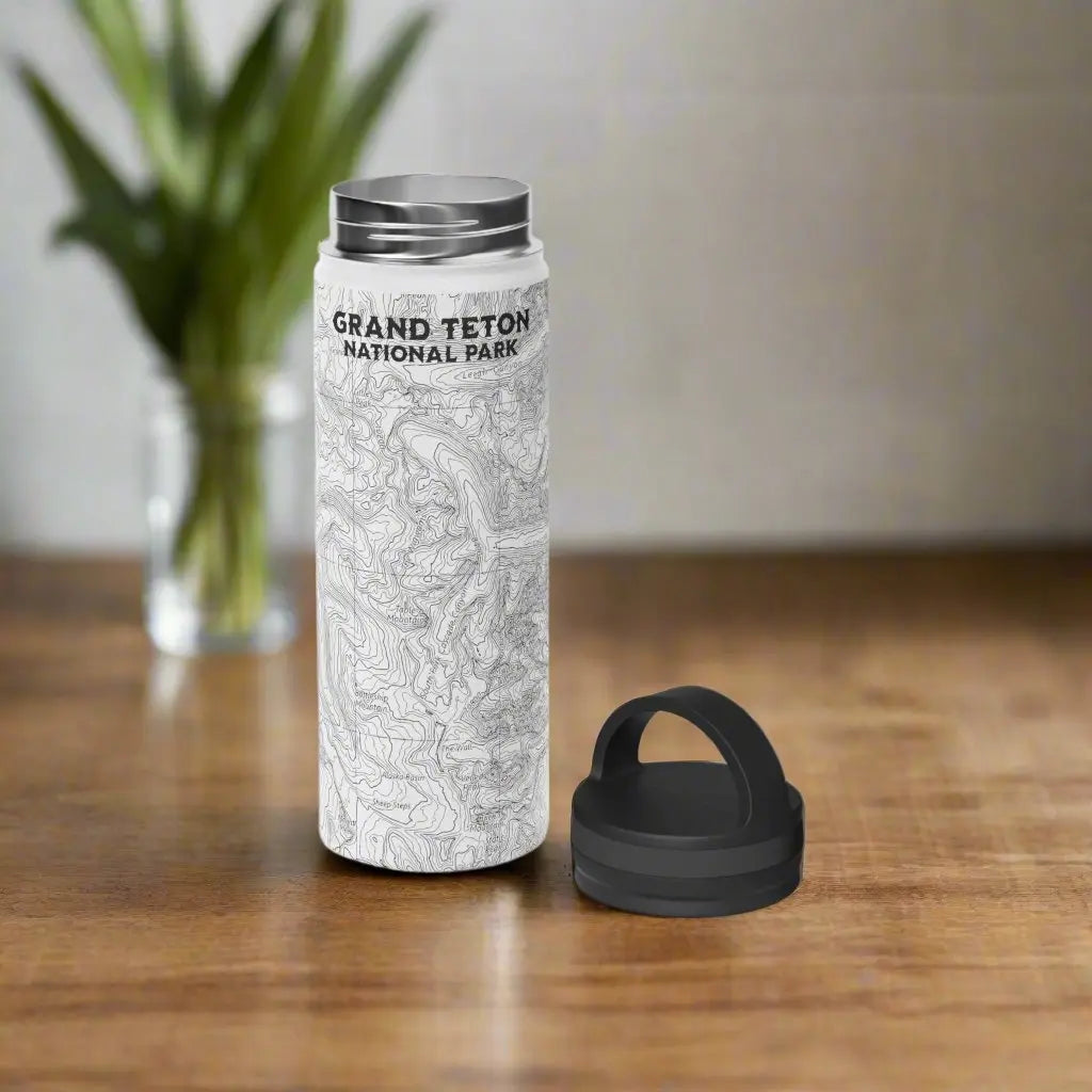 Grand Teton National Park Topographic Stainless Steel Water Bottle Handle Lid - Park Service Apparel