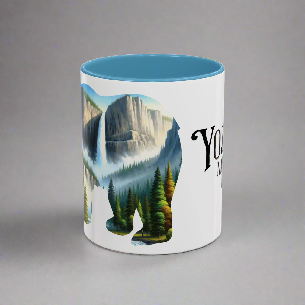 Yosemite National Park Colored Coffee Mug 11oz 15oz Waterfall Bear Printify