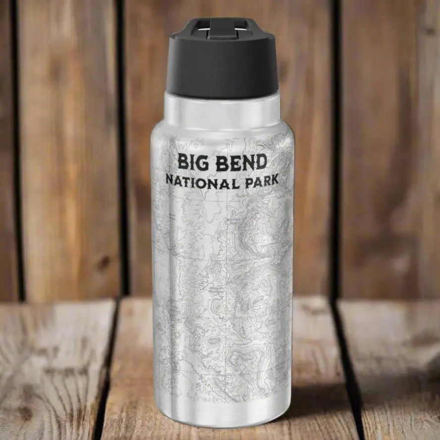 Big Bend National Park Topographic Insulated Water Bottle Tumbler 32oz USGS Map Print - Park Service Apparel
