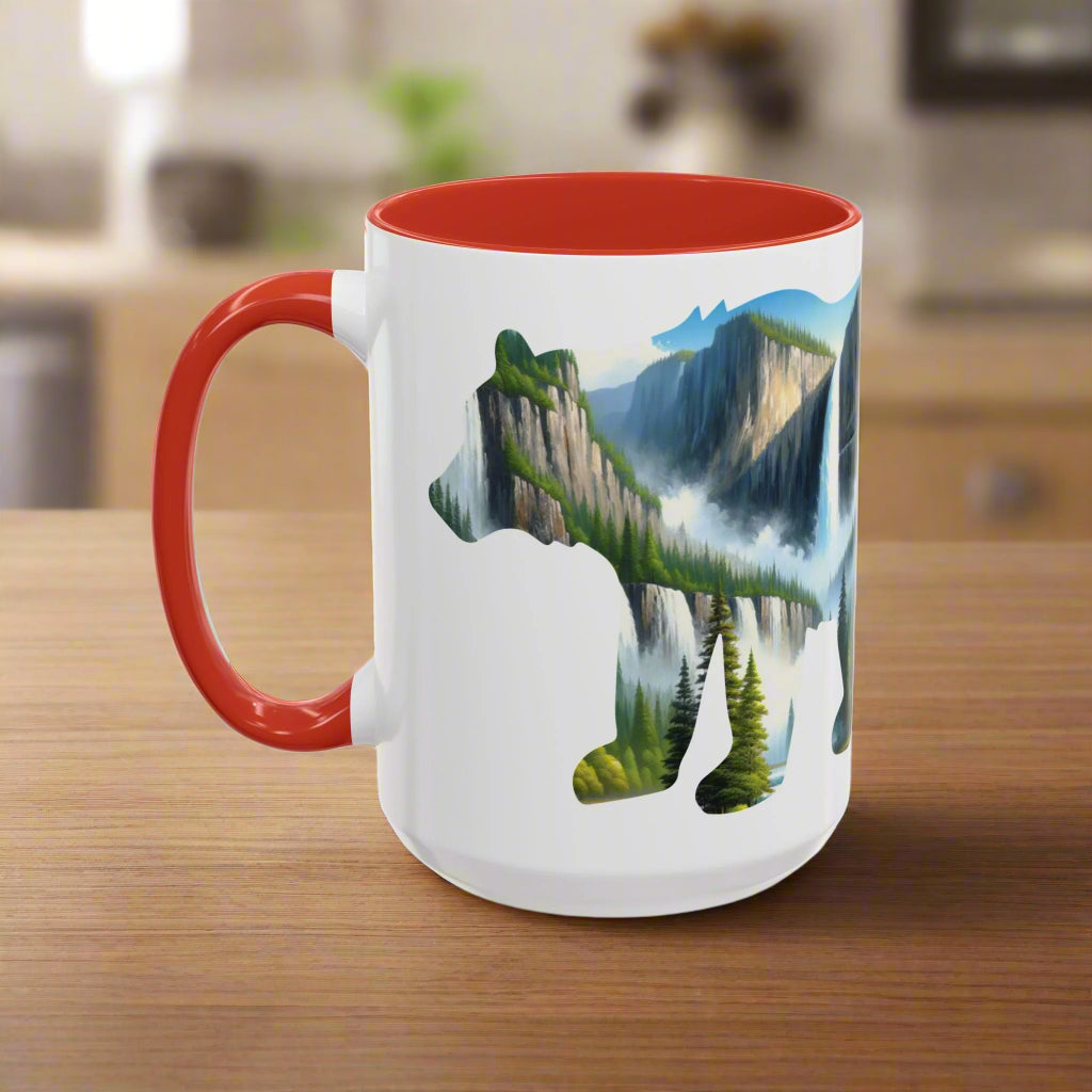 Yosemite National Park Colored Coffee Mug 11oz 15oz Waterfall Bear Printify