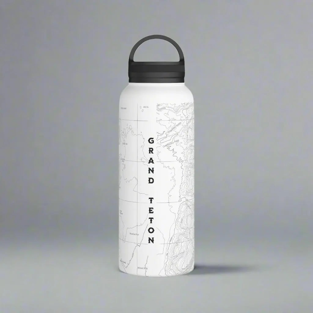 Grand Teton National Park Topographic Stainless Steel Water Bottle Handle Lid - Park Service Apparel