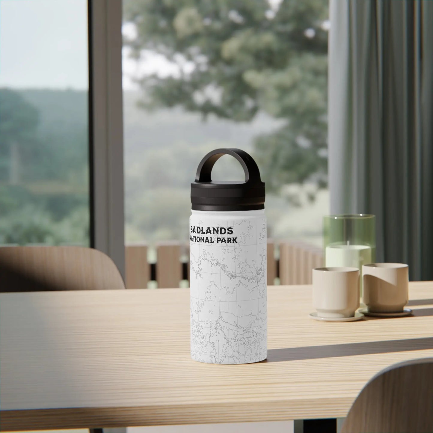 Badlands National Park Topographic Stainless Steel Water Bottle Handle Lid South Dakota - Park Service Apparel