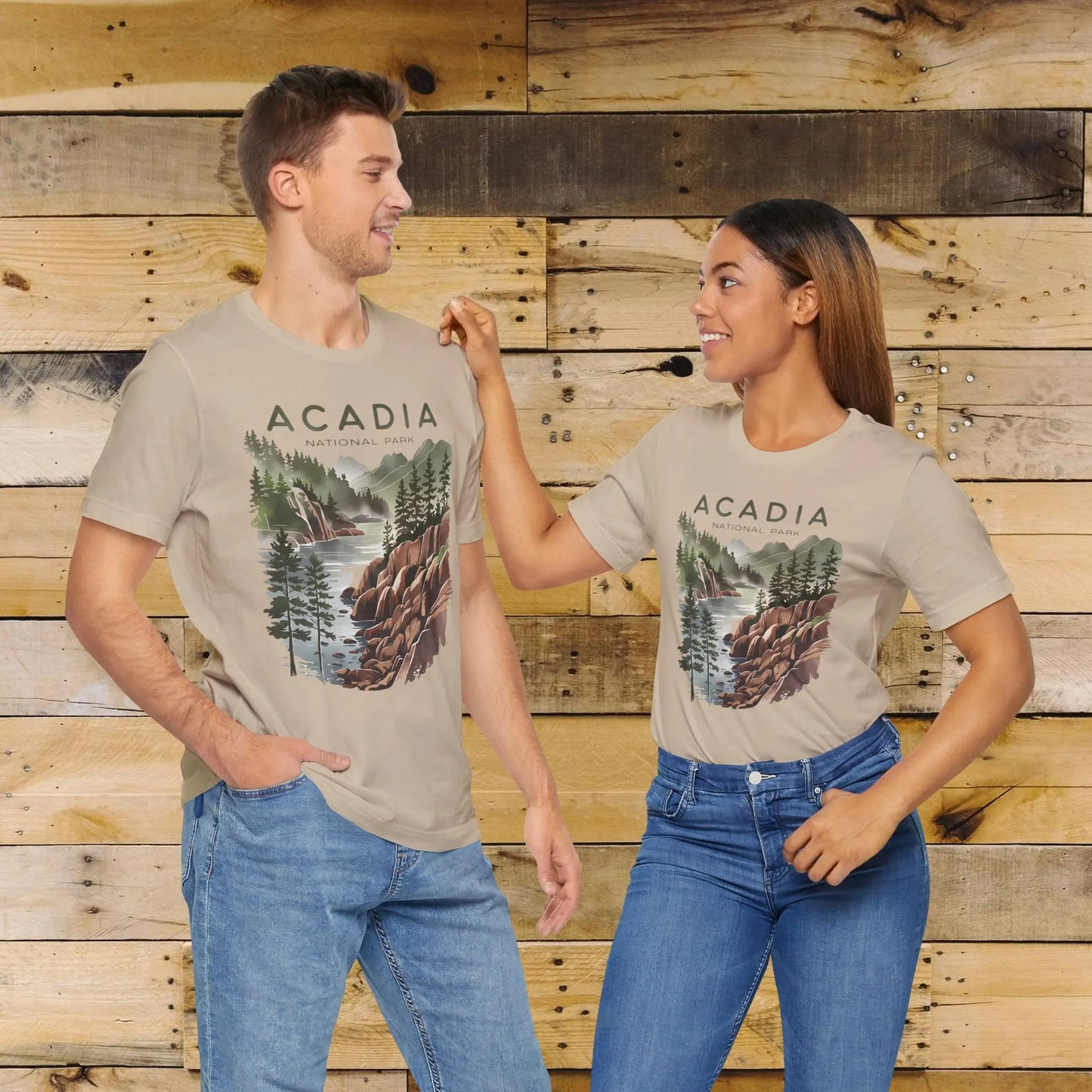 Acadia National Park Unisex Fit Soft T-Shirt Coastal Art - Park Service Apparel