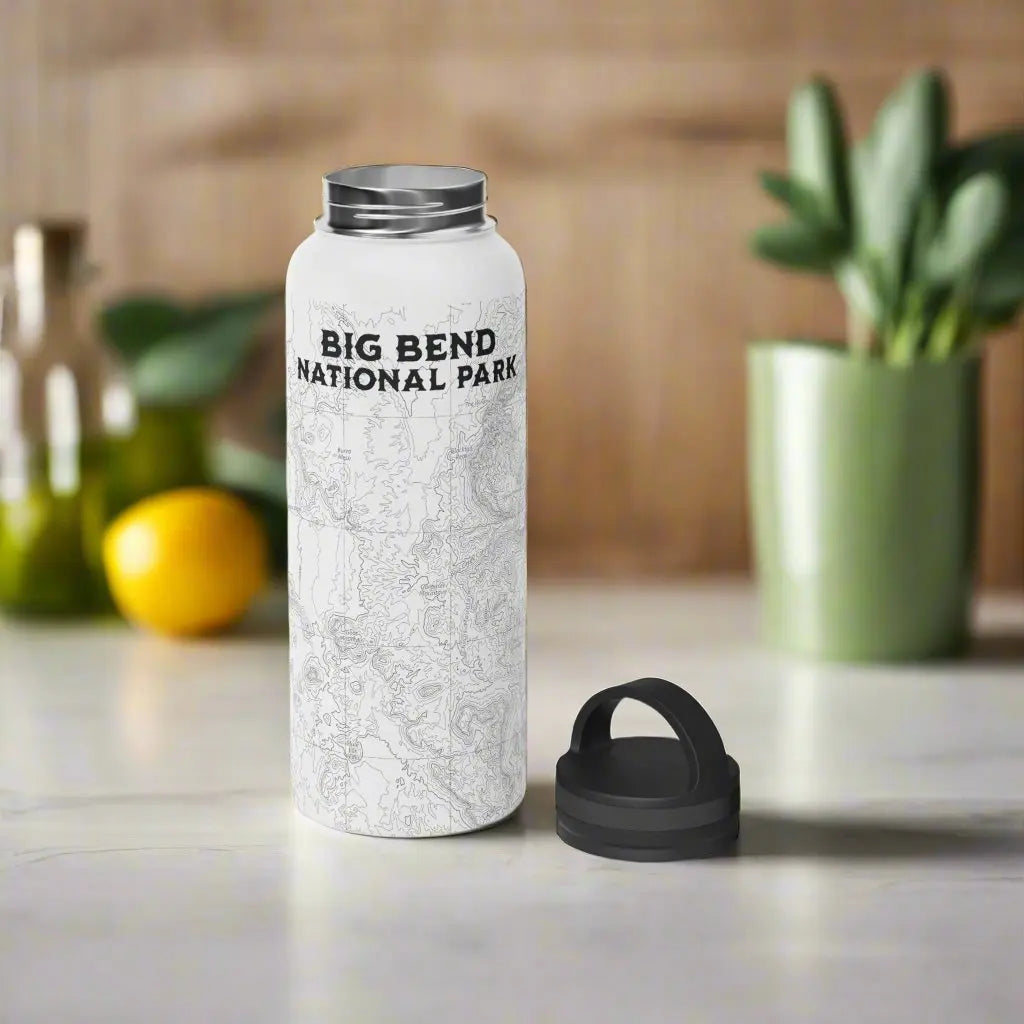 Big Bend National Park Topographic Stainless Steel Water Bottle Handle Lid Texas - Park Service Apparel