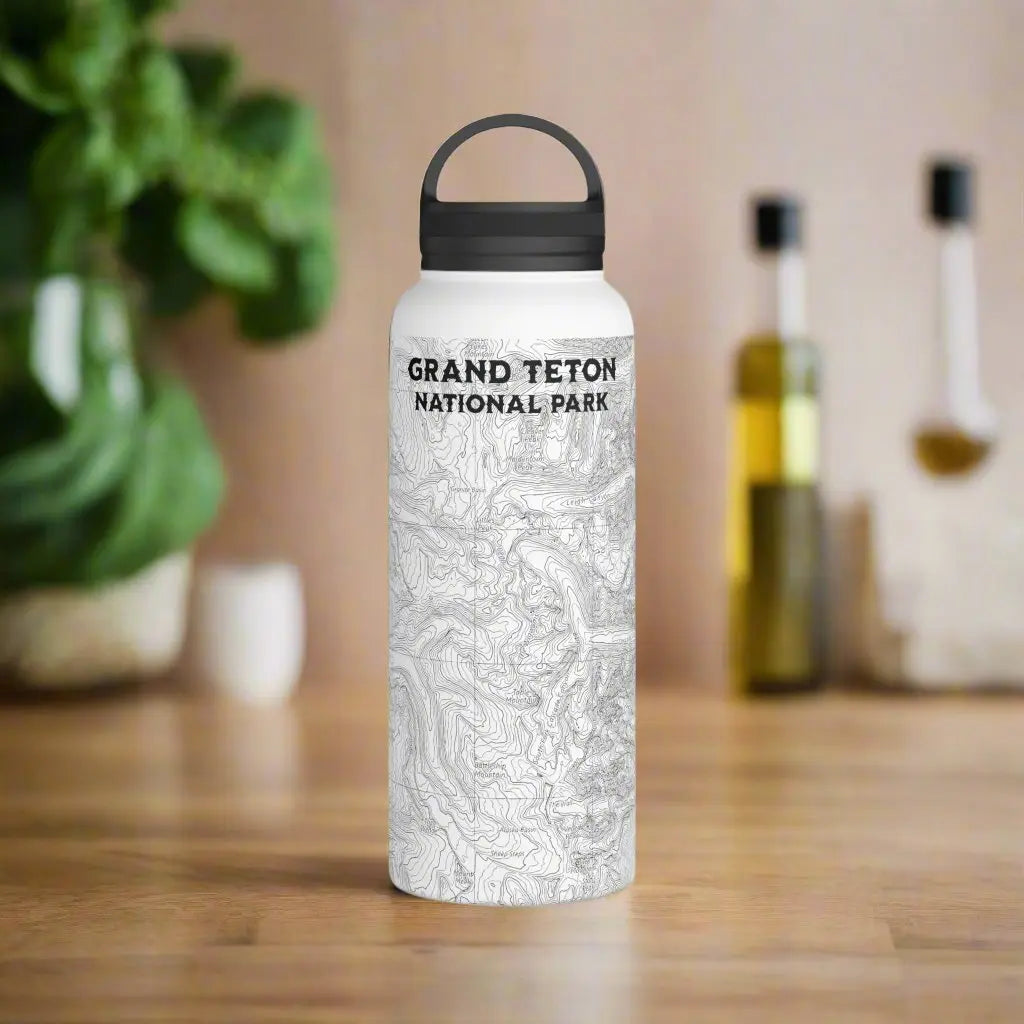 Grand Teton National Park Topographic Stainless Steel Water Bottle Handle Lid - Park Service Apparel