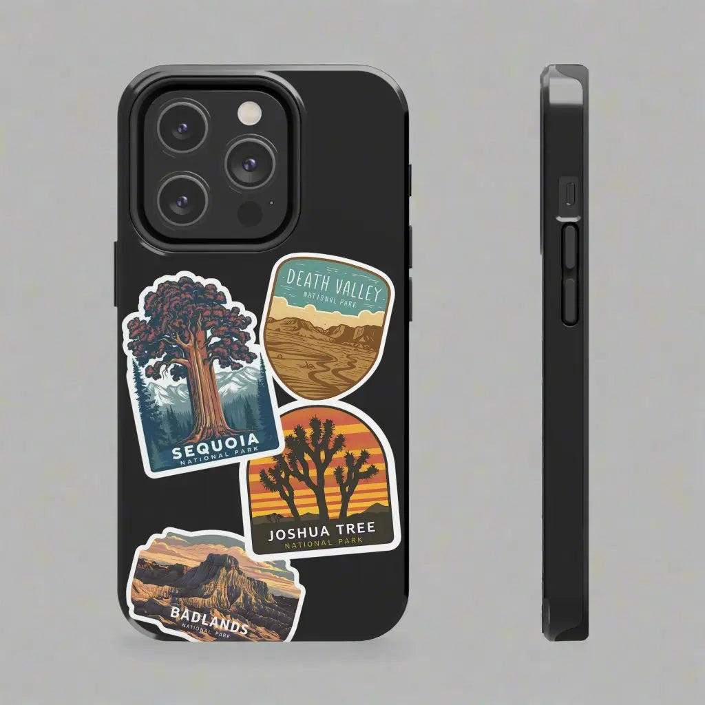 Custom National Park Sticker Style Printed Phone Case Personalize Your Phone Protector (iPhone 7-15) (Galaxy 21-24) - Park Service Apparel