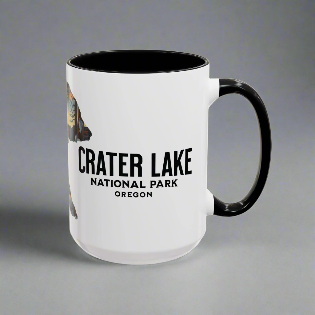 Crater Lake Accent Coffee Mug 11oz 15oz National Park Oregon Blue Black Pink Red Outdoor Inspired Printify