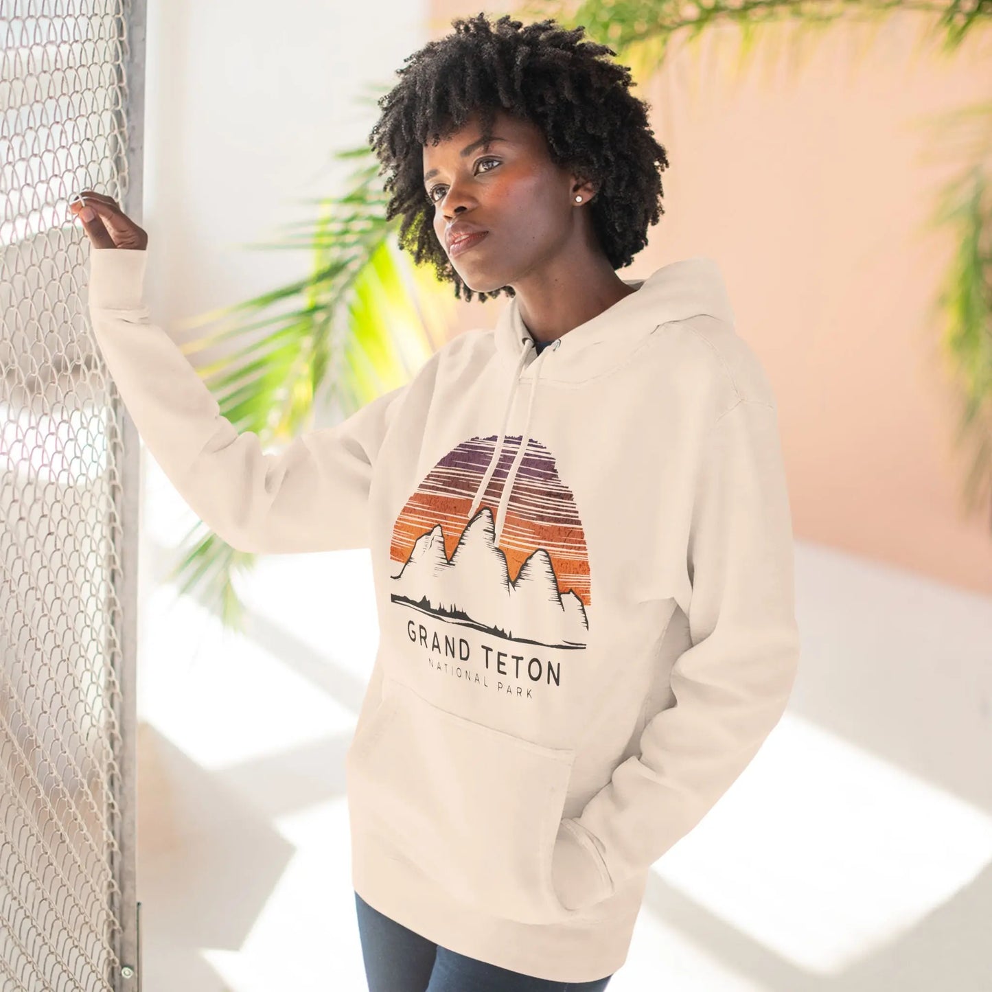 Grand Teton National Park Unisex Fit Fleece Hoodie Colorful Skyline - Park Service Apparel
