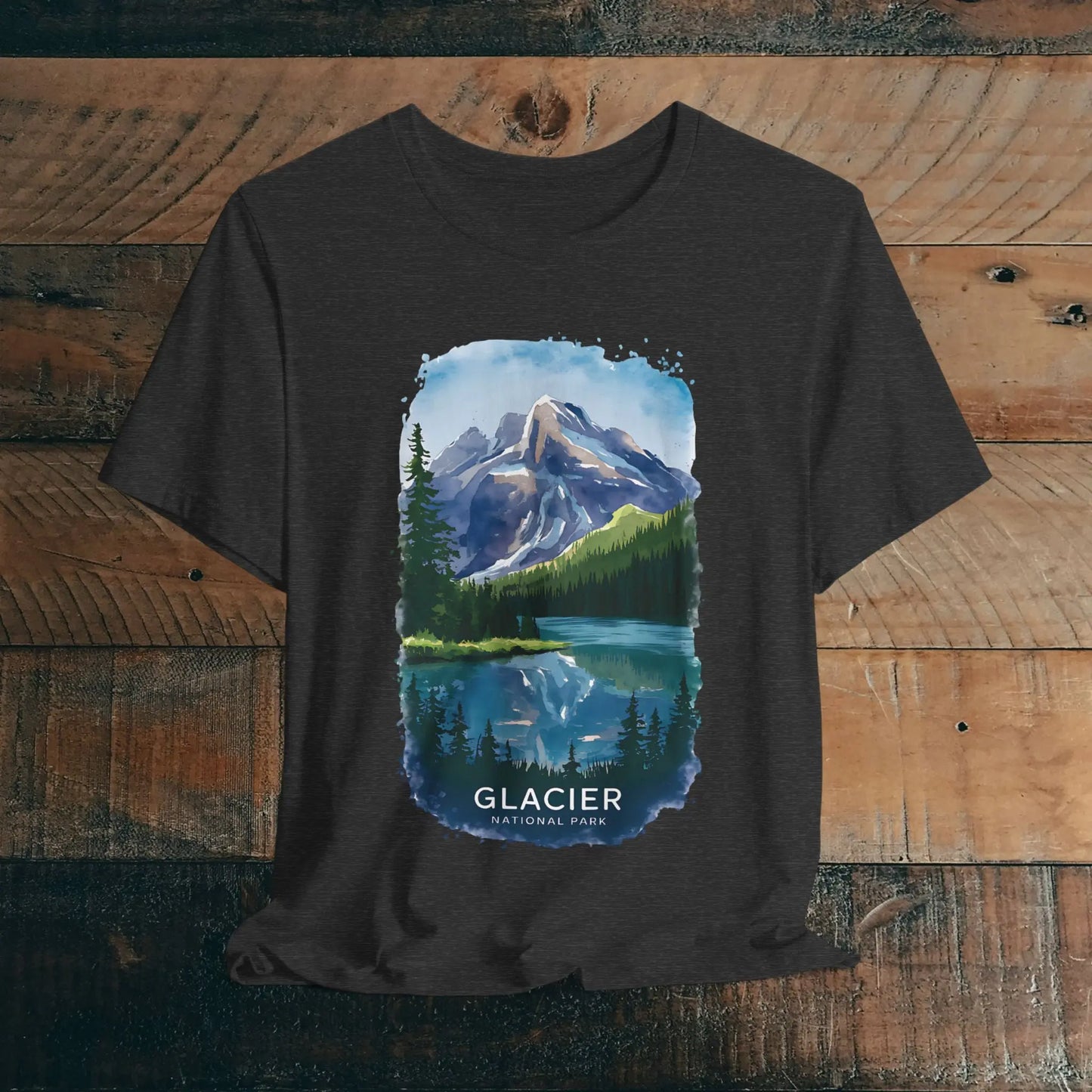 Glacier National Park Unisex Fit Soft T-Shirt Watercolor Style - Park Service Apparel