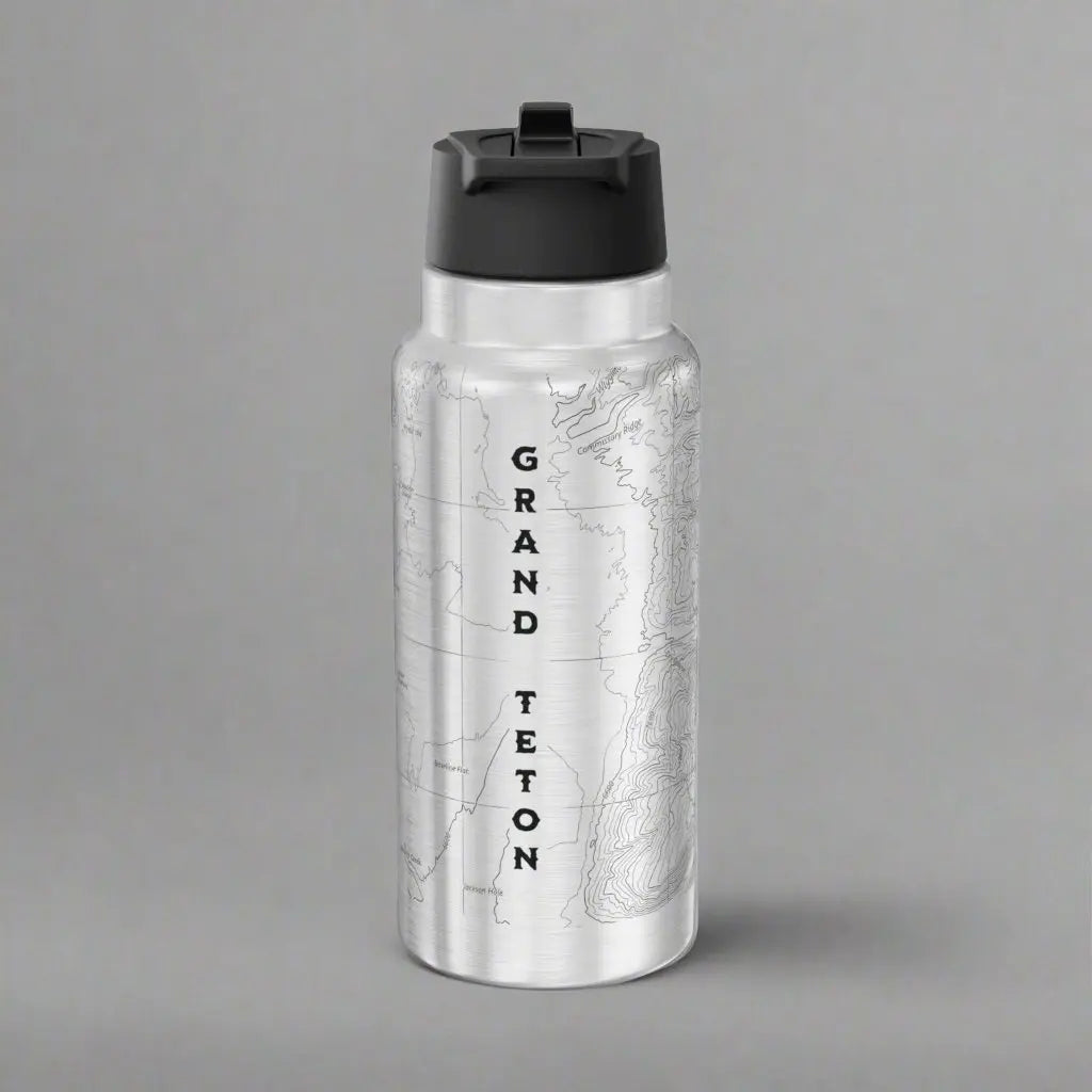 Grand Teton National Park Topographic Insulated Water Bottle Tumbler, 32oz - Park Service Apparel