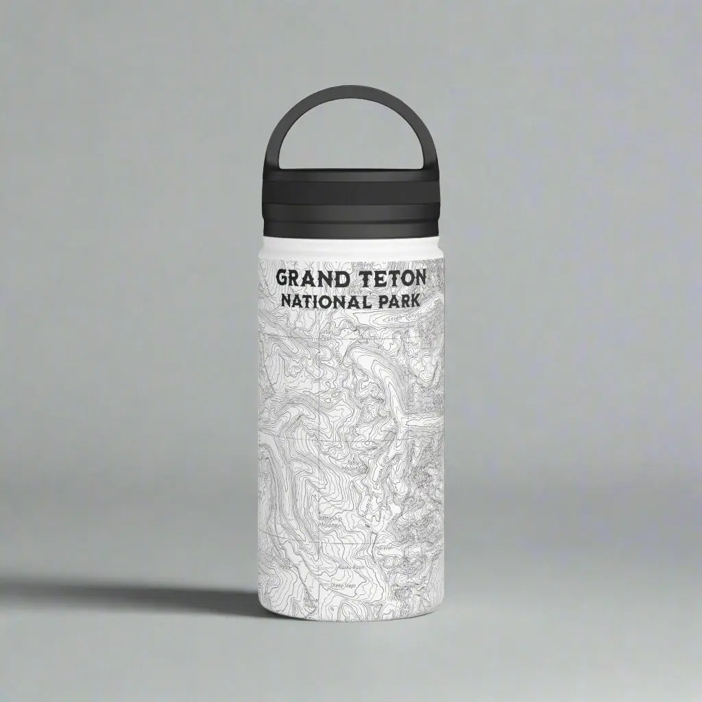Grand Teton National Park Topographic Stainless Steel Water Bottle Handle Lid - Park Service Apparel