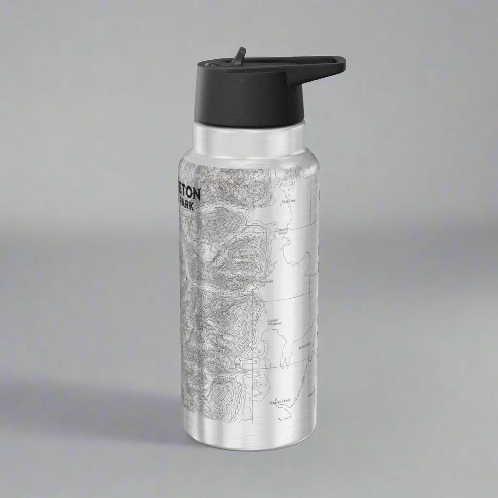 Grand Teton National Park Topographic Insulated Water Bottle Tumbler, 32oz - Park Service Apparel