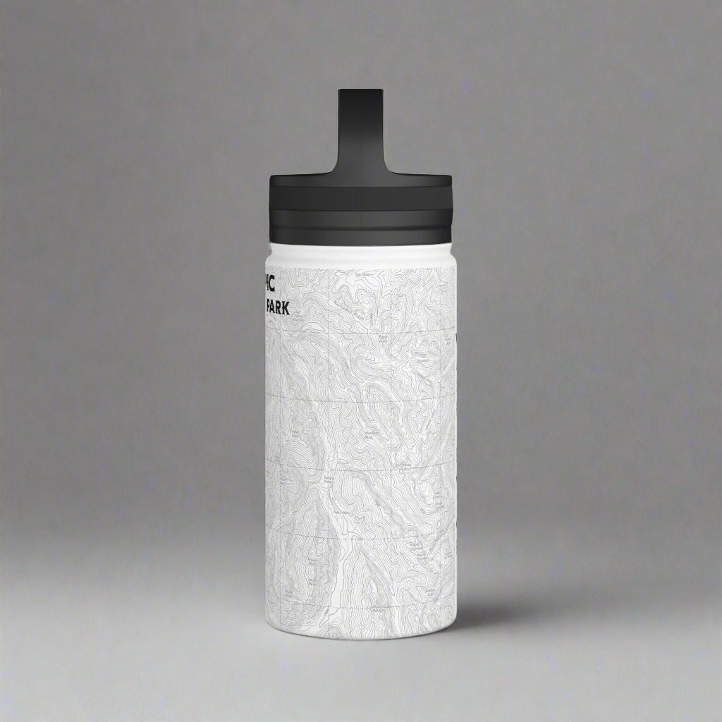Olympic National Park Topographic Stainless Steel Water Bottle Handle Lid Printify