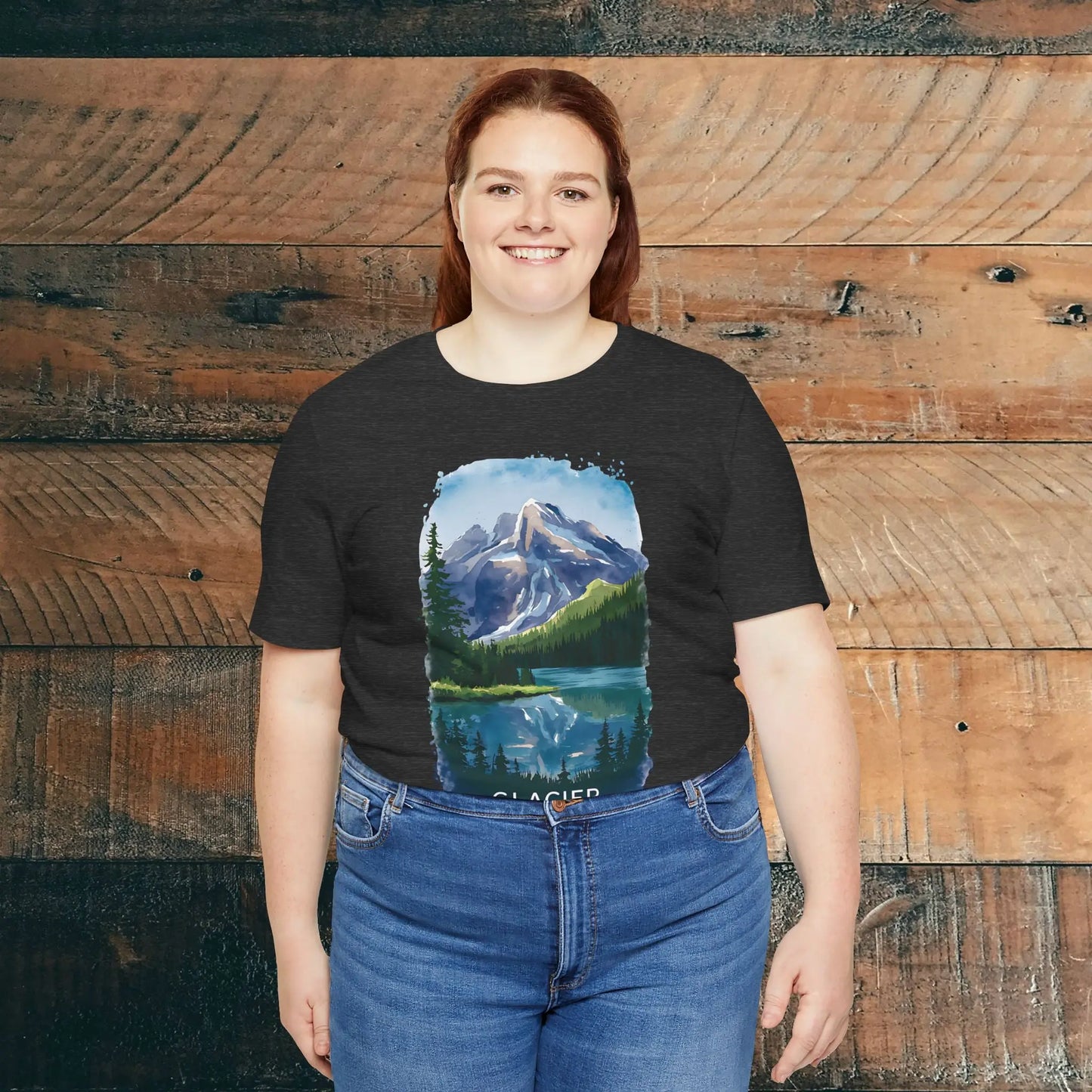 Glacier National Park Unisex Fit Soft T-Shirt Watercolor Style - Park Service Apparel