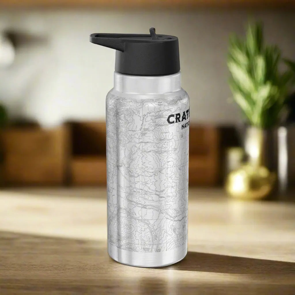 Crater Lake National Park Topographic Insulated Water Bottle Tumbler 32oz Pacific Crest Trail PCT USGS Map Print - Park Service Apparel