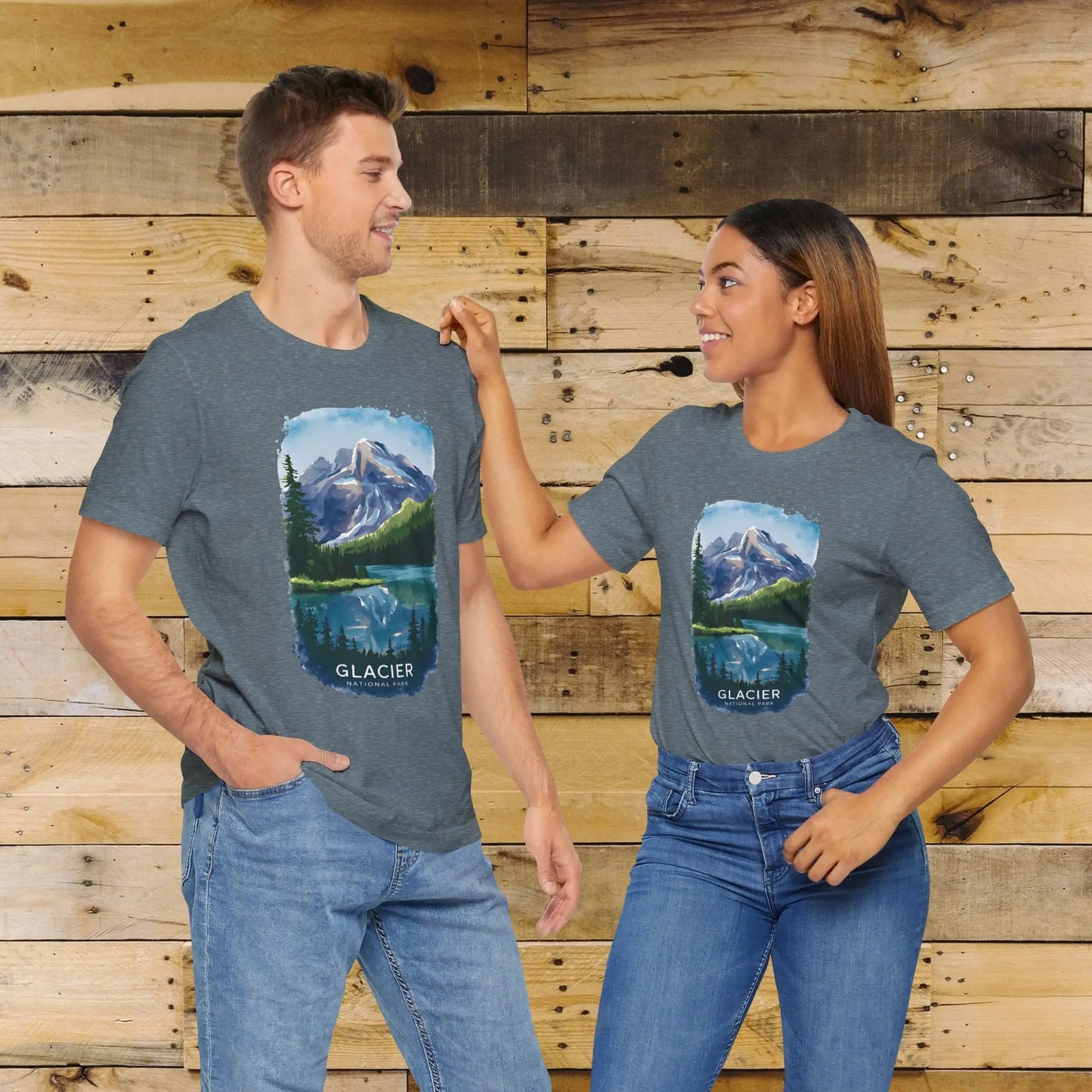 Glacier National Park Unisex Fit Soft T-Shirt Watercolor Style - Park Service Apparel