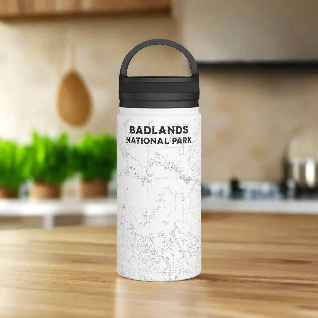 Badlands National Park Topographic Stainless Steel Water Bottle Handle Lid South Dakota - Park Service Apparel