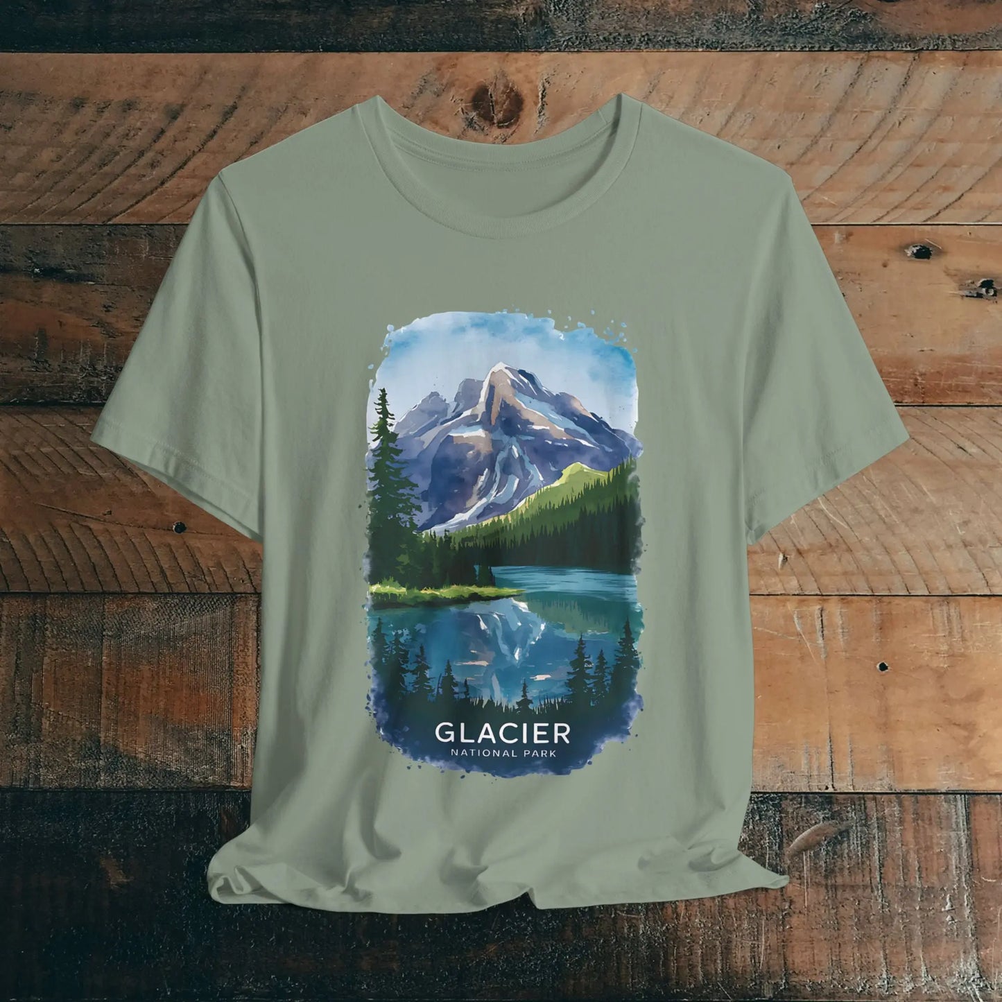 Glacier National Park Unisex Fit Soft T-Shirt Watercolor Style - Park Service Apparel