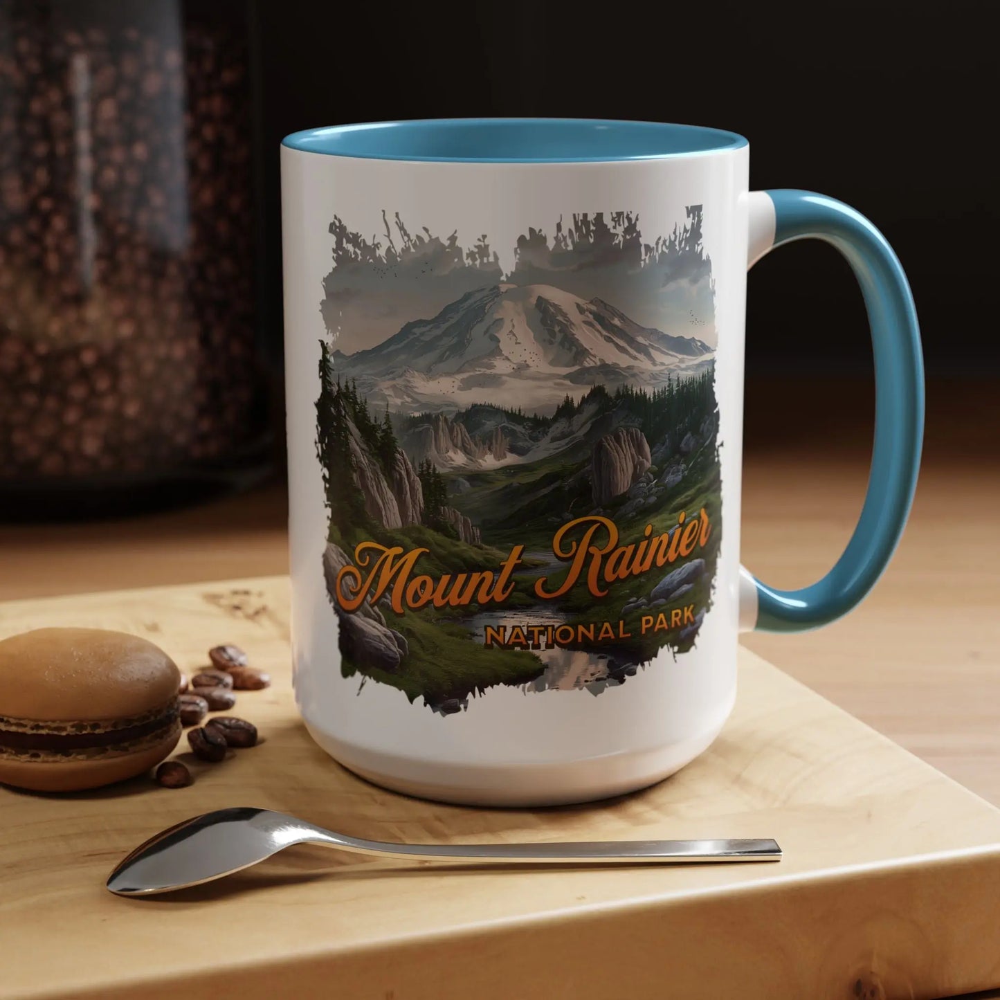 Mount Rainier National Park Accent Coffee Mug 11oz 15oz Blue Black Pink Red Outdoor Inspired Ceramic Mug - Park Service Apparel