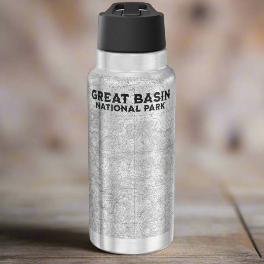Great Basin National Park Topographic Insulated Water Bottle Tumbler 32oz Real USGS Topo Map Printify